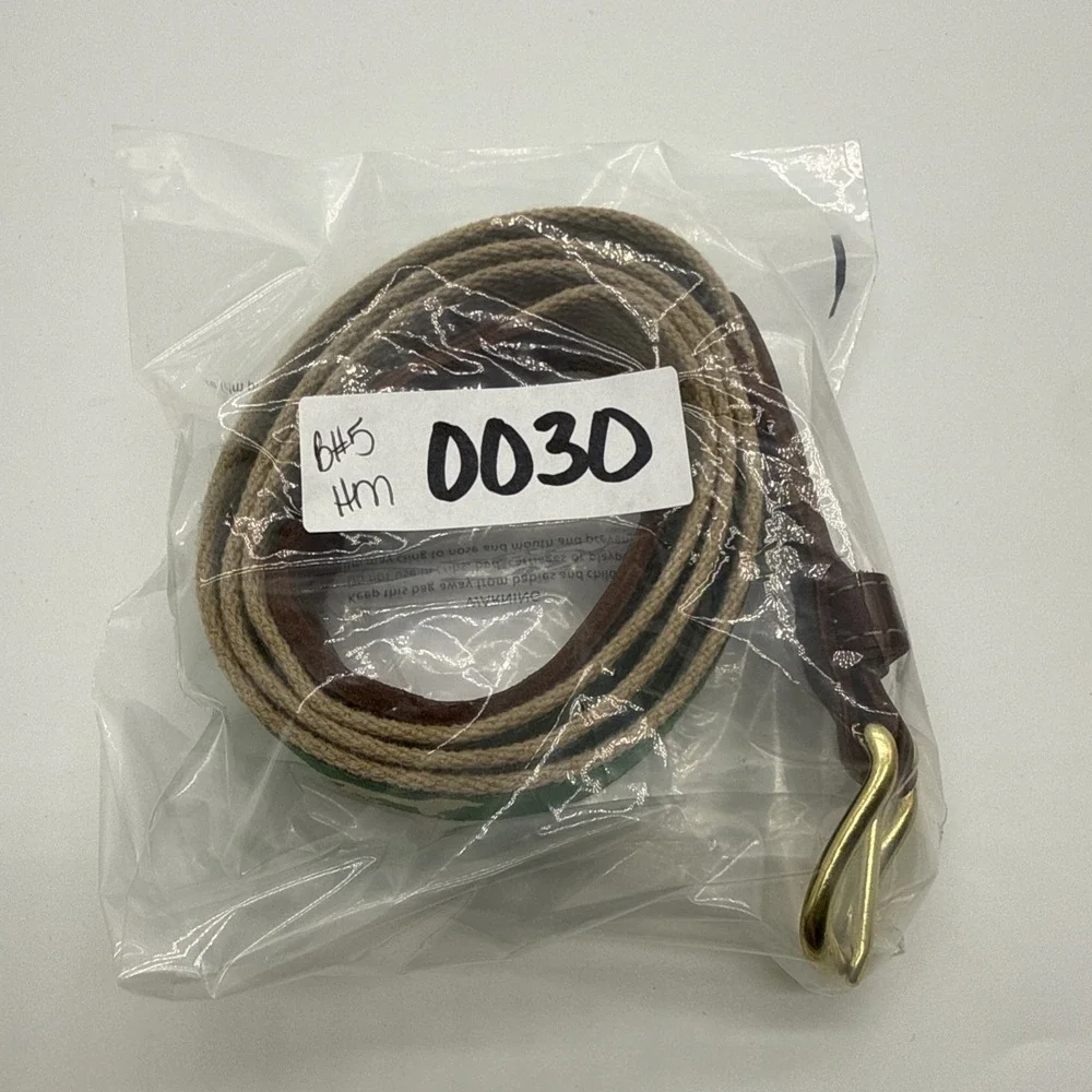 Preston Leather Products Canvas Belt Green Retriever Dog Labrador Size 42 USA